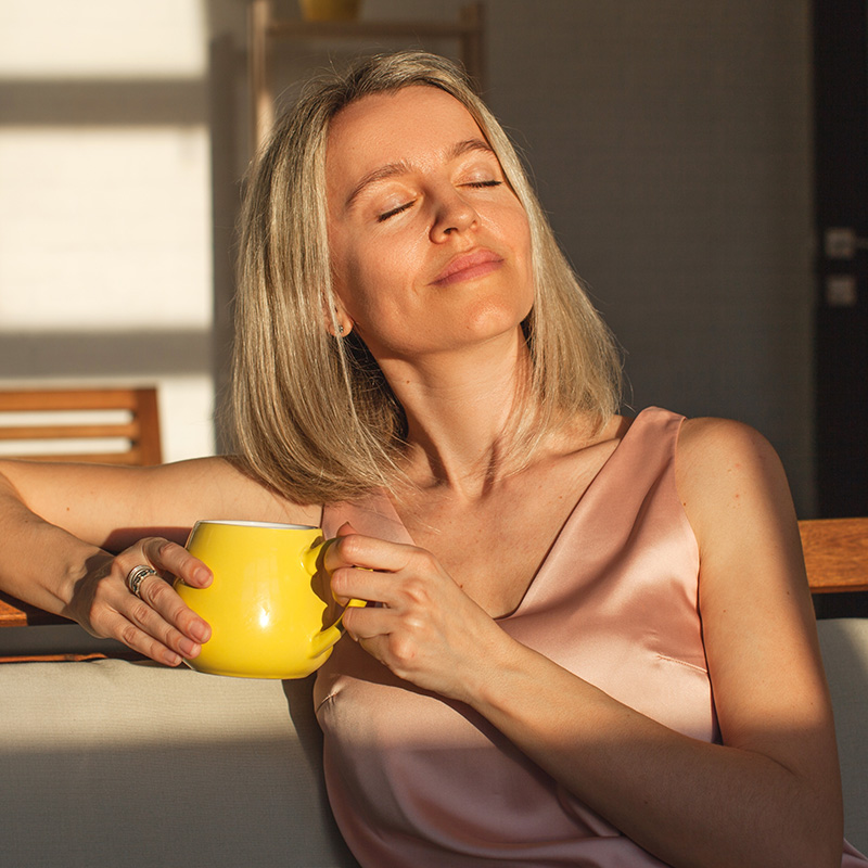 Woman relaxing after hormone replacement therapy