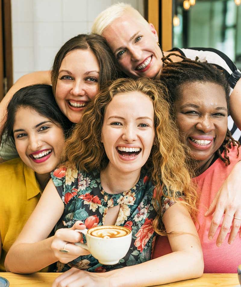 Women who've received hormone replacement therapy smiling